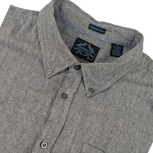 Bruno New York Mens 4X Gray Linen Cotton Blend Roll Tab Button Down Shirt